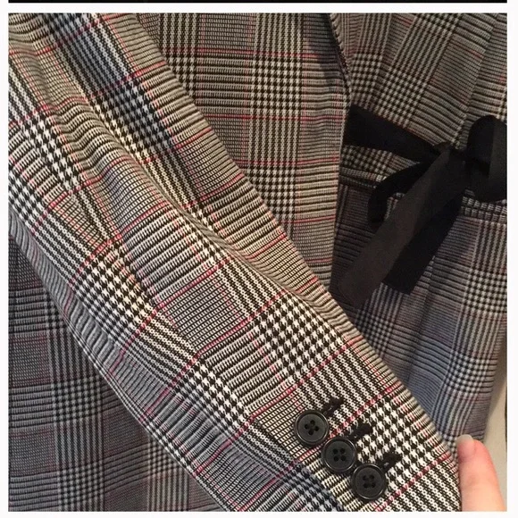 New J Crew Glen Plaid Blazer Side Wrap Bow Schoolboy Blazer size 4
